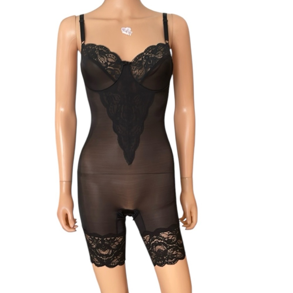 NWOT Vintage Olga Elegant Black Lace Shaper  Bodysuit